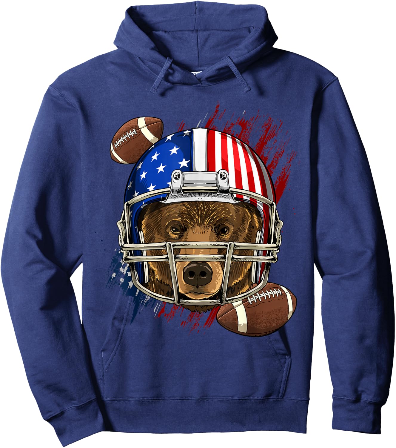 Bear American Football Bear Lovers USA Flag Hoodie - Hoodie | Navy