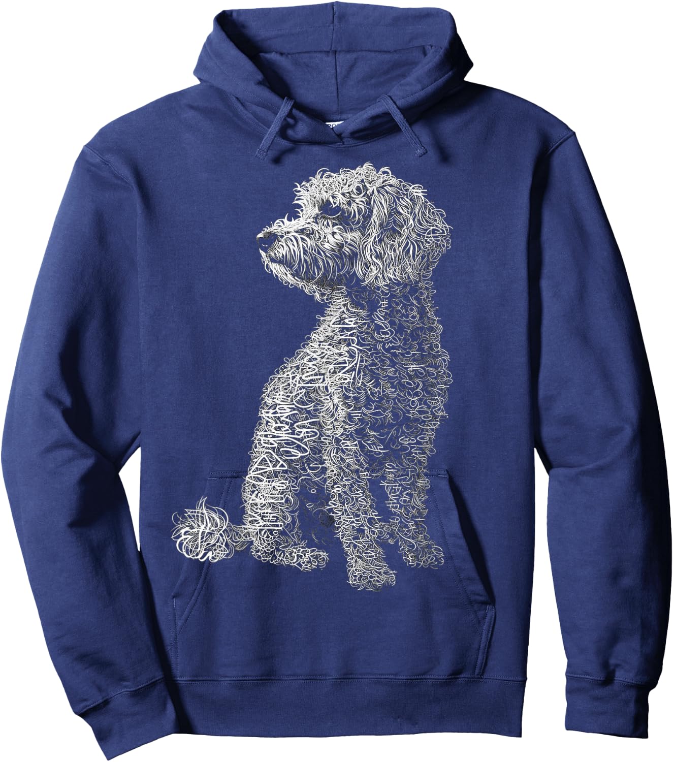 Poodle Dog Drawing Abstract Animal Pet Art Graphic Poodle Hoodie - Hoodie | Navy