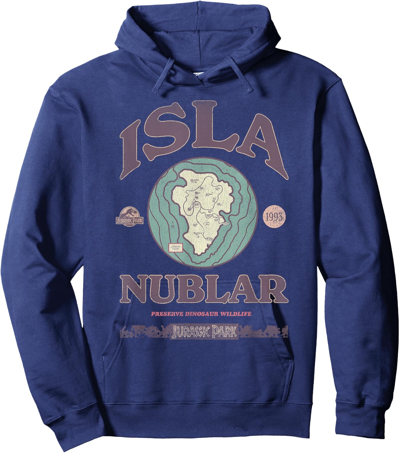 Jurassic Park Isla Nublar Tour 1993 , Small, Black Hoodie - Hoodie | Navy