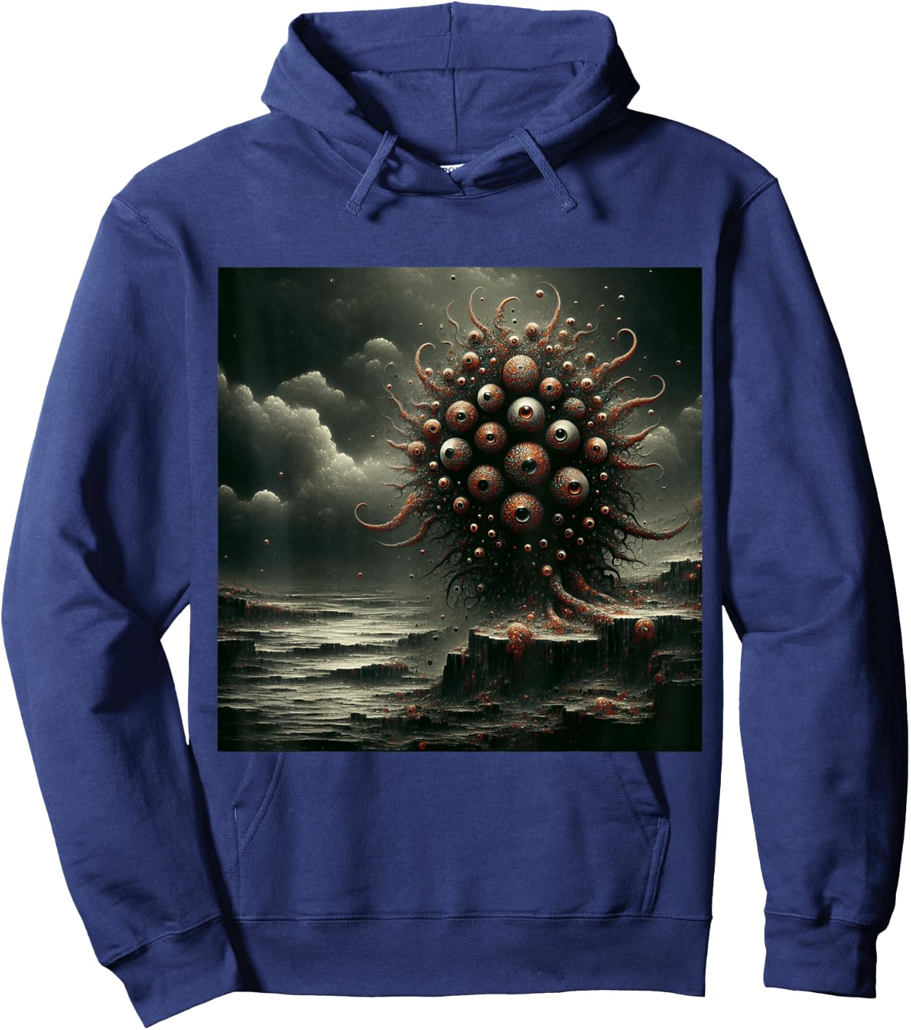 Eldritch Nightmare Lovecraftian Horror Fear of Eyes Graphic Hoodie - Hoodie | Navy