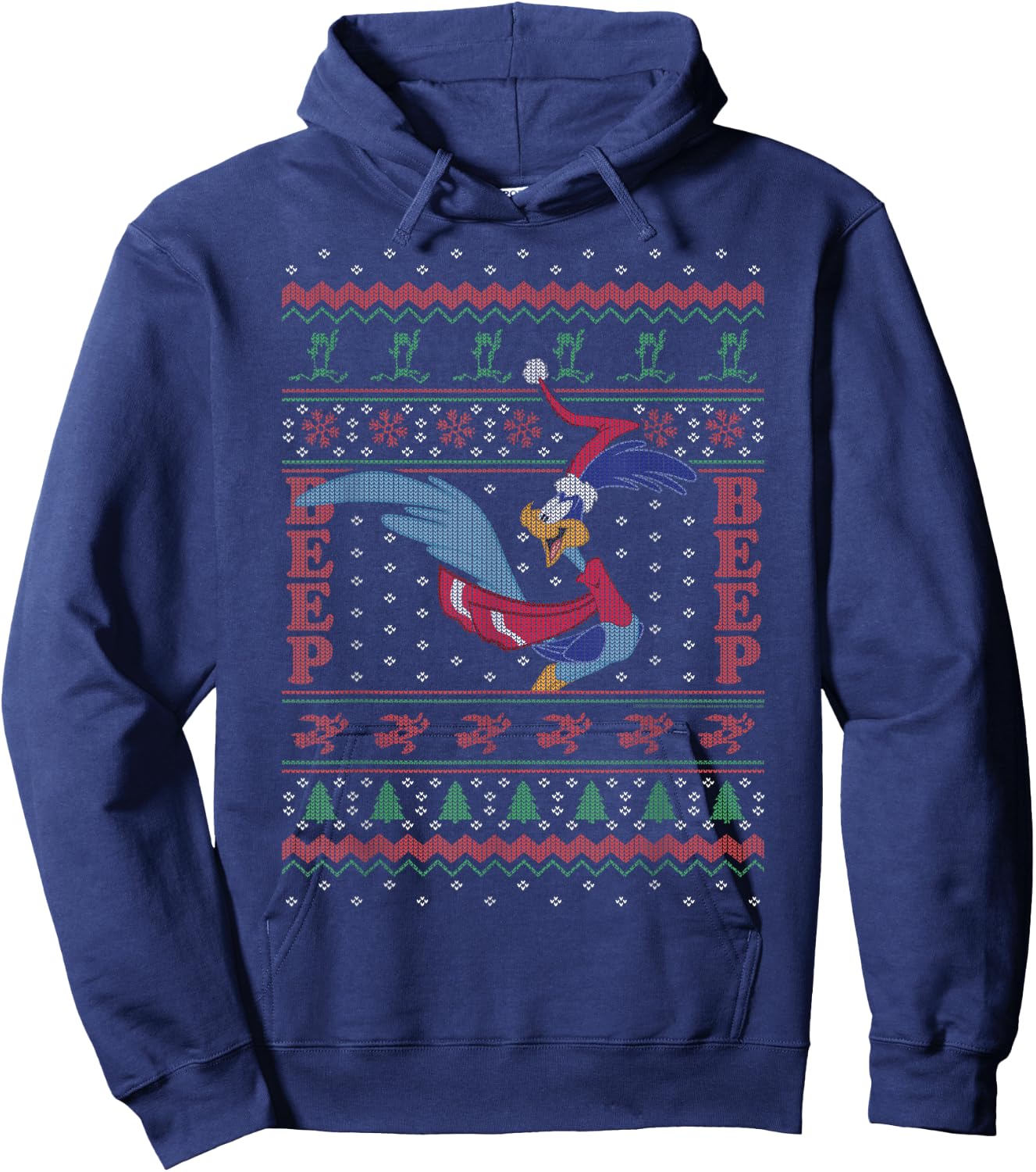 Looney Tunes Christmas Road Runner Ugly Sweater Hoodie - Hoodie | Navy