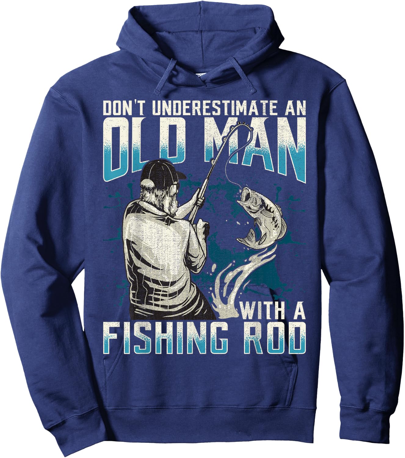 Funny Don't Underestimate An Old Man With A Fishing Rod Hoodie - Hoodie | Navy