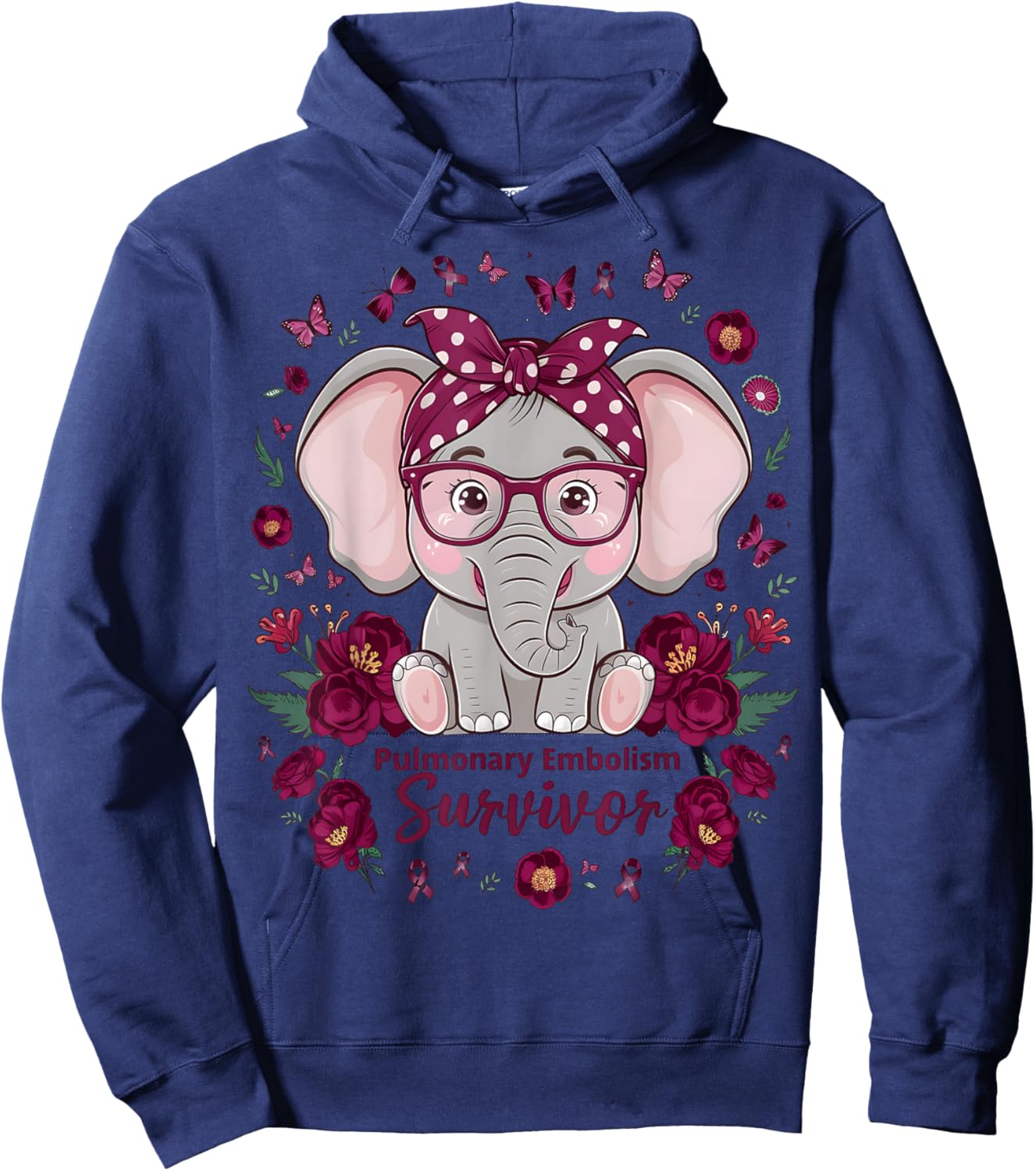 Pulmonary Embolism awareness flowers and ribbon Hoodie - Hoodie | Navy