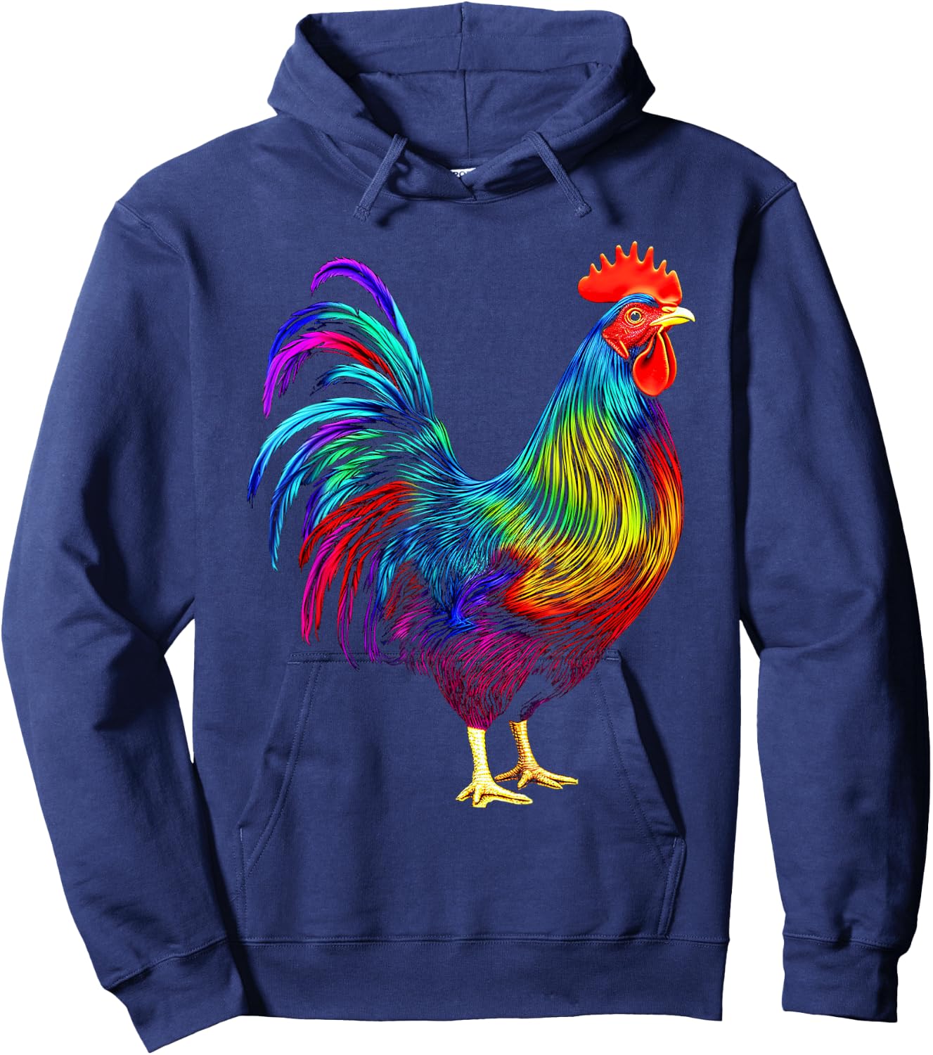Chicken Colorful Art Animal Graphic Motif Chicken Hoodie - Hoodie | Navy