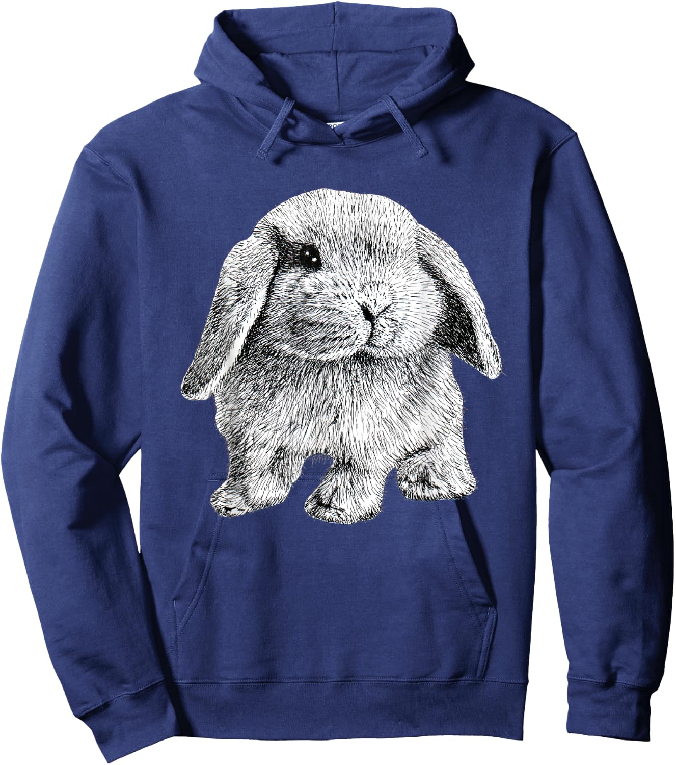Lop Eared Bunny Rabbit Sitting Cute Drawing Hoodie - Hoodie | Navy