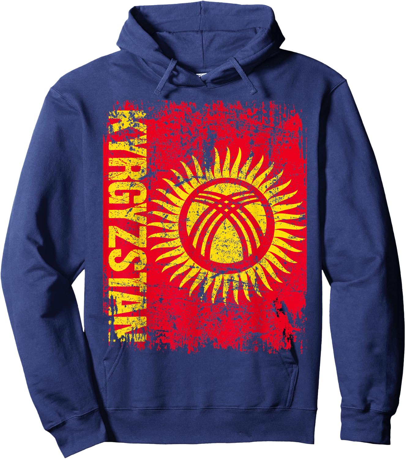 KYRGYZSTAN Flag Vintage Distressed KYRGYZSTAN Hoodie - Hoodie | Navy