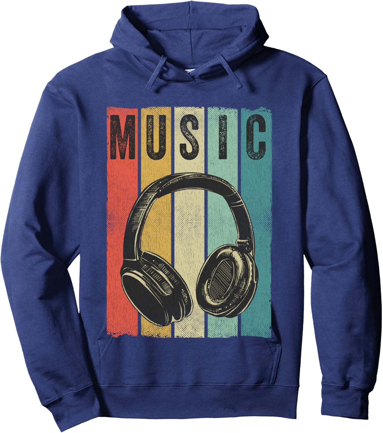 Electronic Music Lover DJ Gift Vintage Retro Headphones Hoodie - Hoodie | Navy