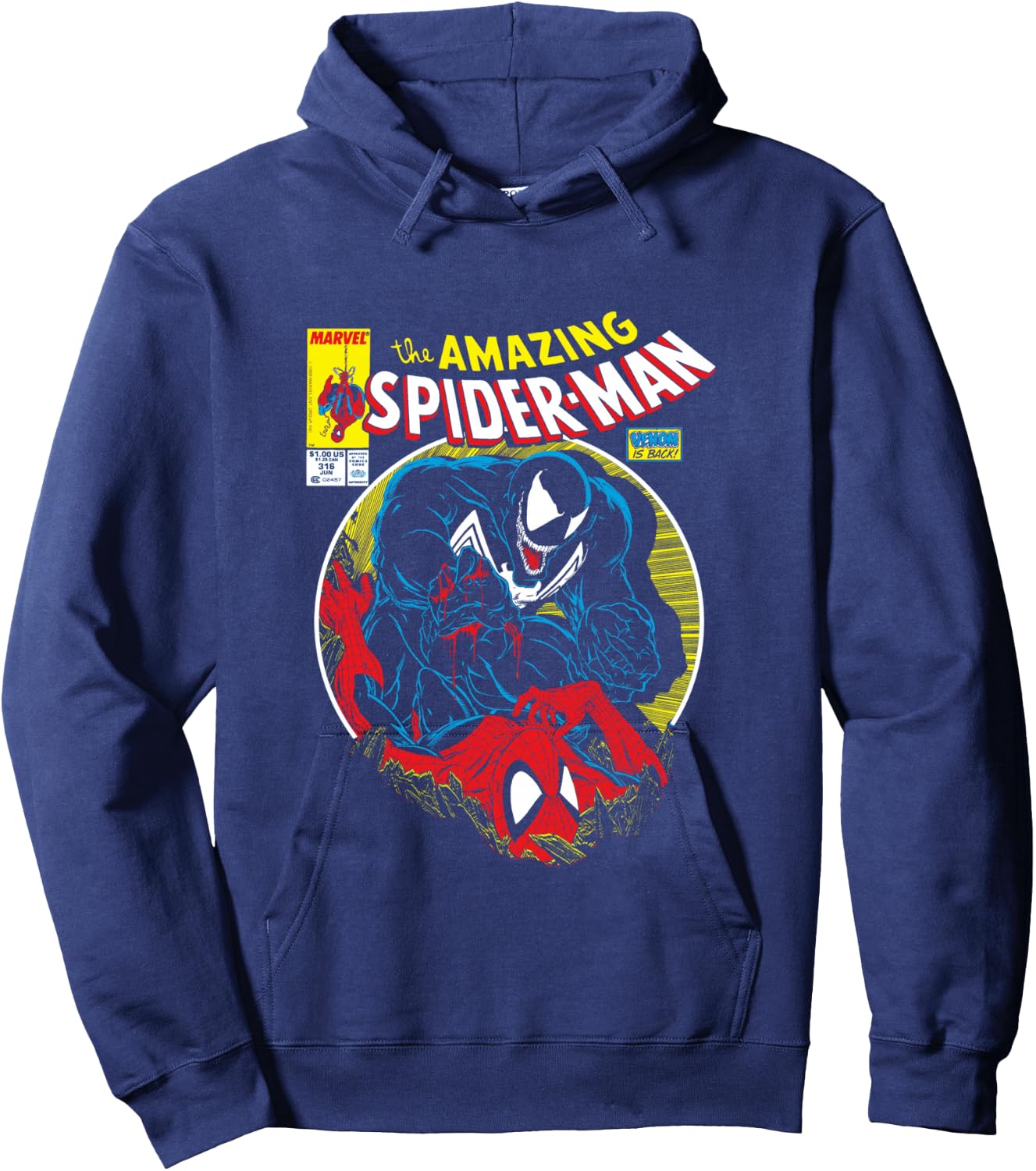 Marvel Spider-Man VS Venom Bloody Battle Comic Cover Hoodie - Hoodie | Navy