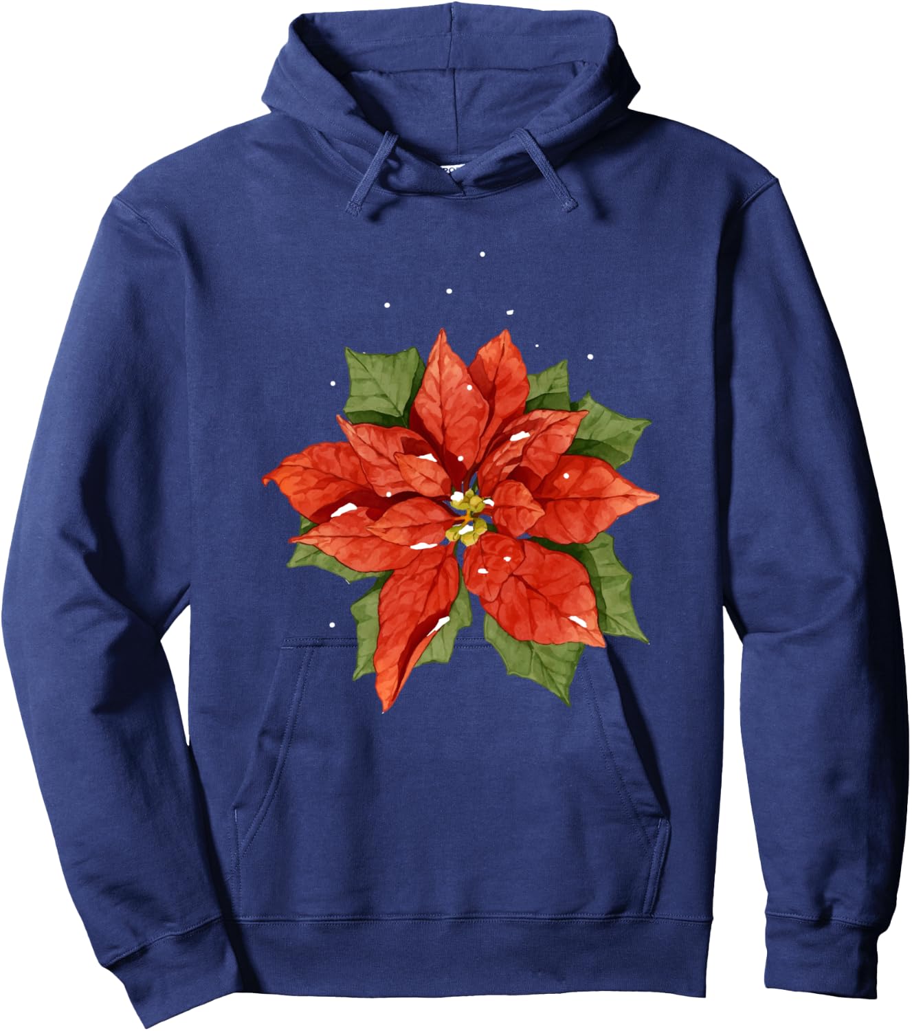 Poinsettia Watercolor Flower Holiday Christmas Gift Hoodie - Hoodie | Navy