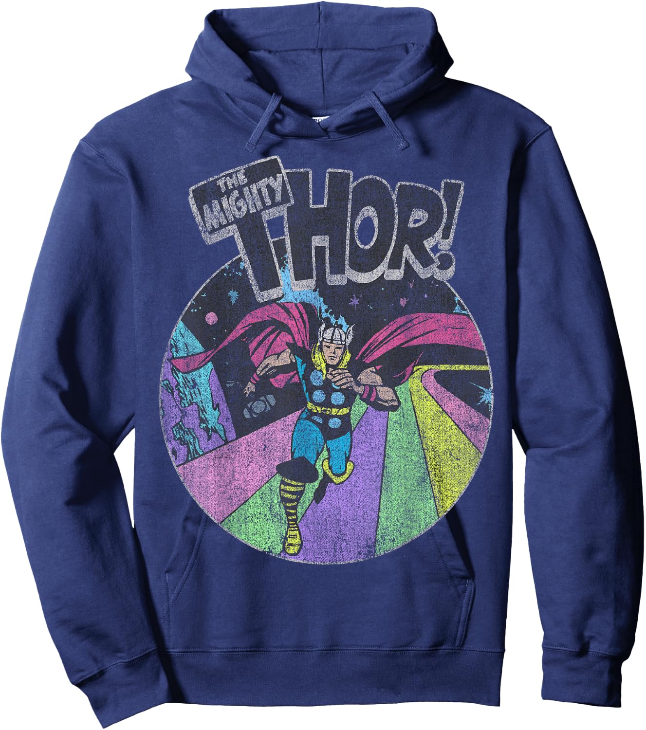 Marvel Avengers The Mighty Thor Distressed Retro Portrait Hoodie - Hoodie | Navy
