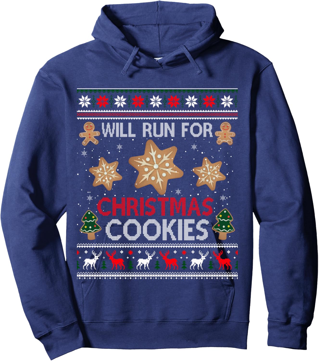 Will Run For Christmas Cookies - Christmas Running Ugly Hoodie - Hoodie | Navy
