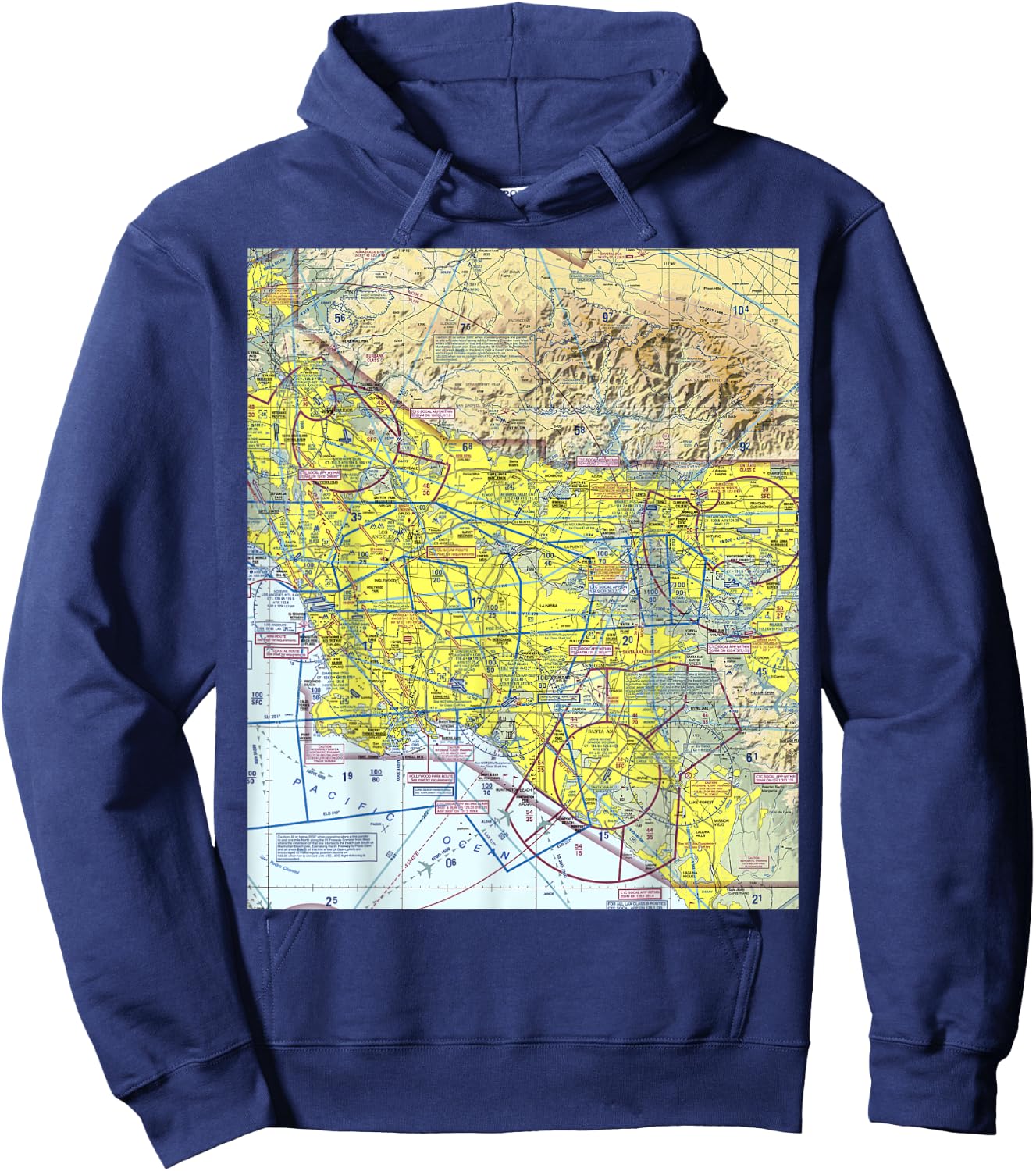 Aeronautical chart Los Angeles VFR sectional pilot Hoodie - Hoodie | Navy