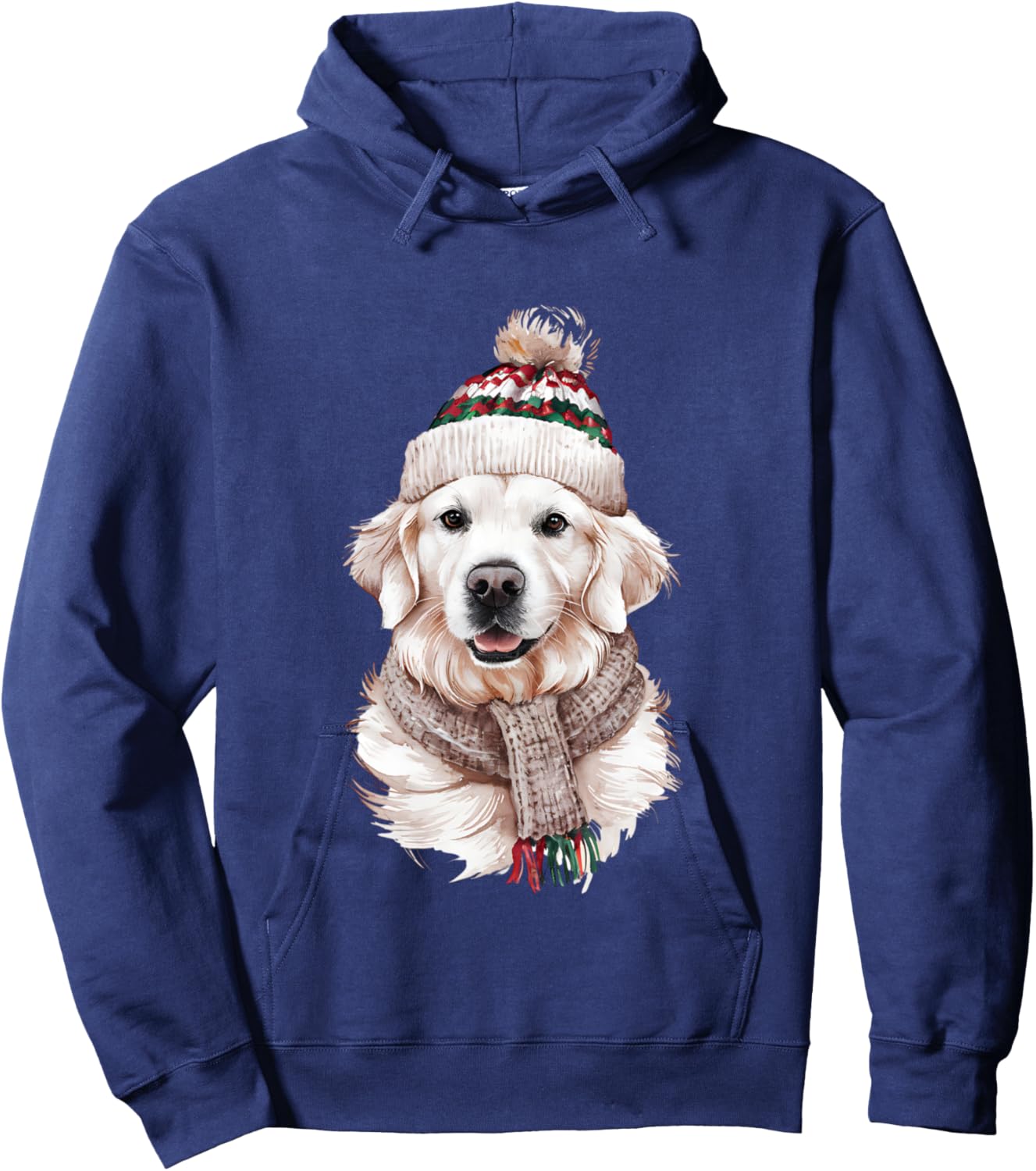 White English Cream Golden Retriever Mom Dog Puppy Christmas Hoodie - Hoodie | Navy