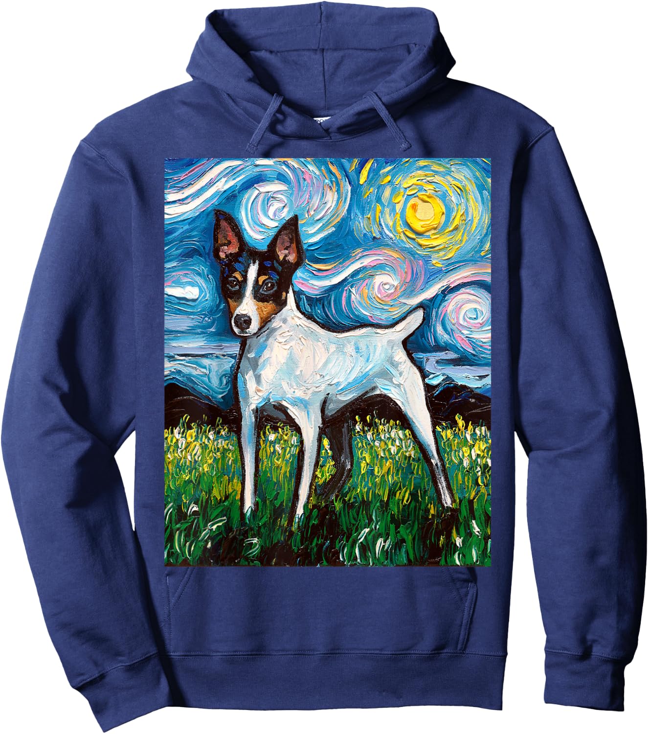 Aja Dog Toy Fox Terrier Starry Night Rat Terrier Hoodie - Hoodie | Navy