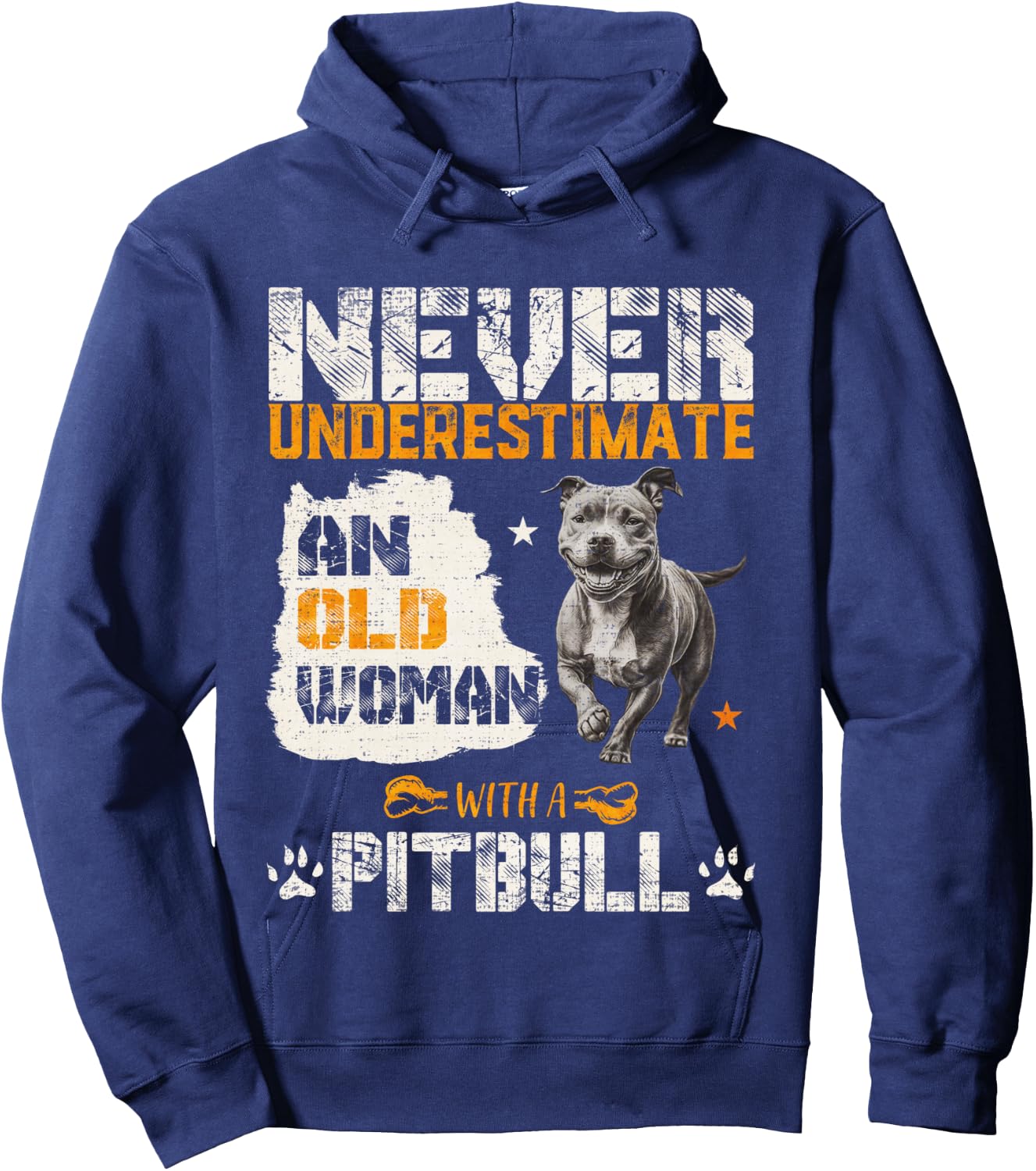 Never Underestimate An Old Woman With A Pitbull, Pittie Love Hoodie - Hoodie | Navy