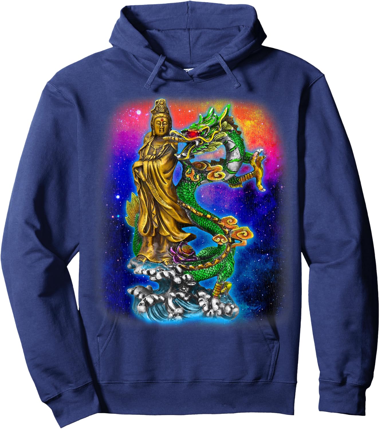 Guan Yin Guanyin Chinese Buddha Goddess Dragon Hoodie - Hoodie | Navy