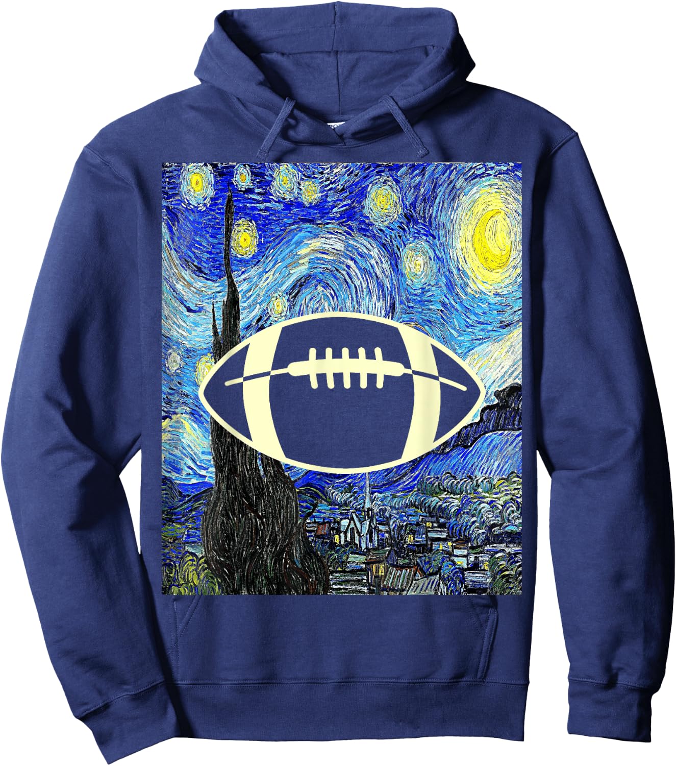 American Football Starry Night Football Lover Painting Hoodie - Hoodie | Navy