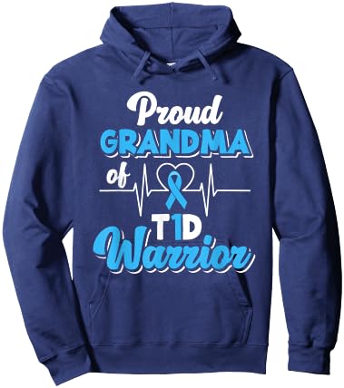 Proud Grandma Of A T1D Warrior Diabetic Diabetes Awareness Hoodie - Hoodie | Navy