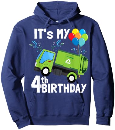It's My 4th Birthday Garbage Truck 4 Birthday Boy Gift Hoodie - Hoodie | Navy