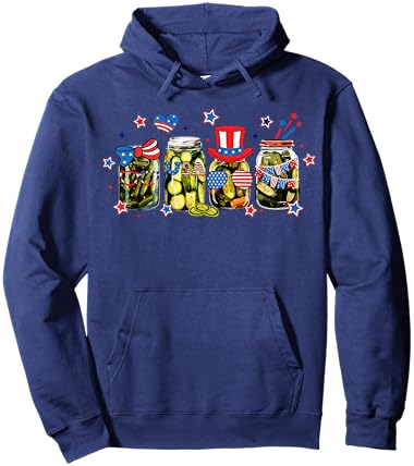 4th of July Canned Pickles Coquette Bows American Flag Hoodie - Hoodie | Navy