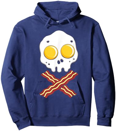 Fried Egg with Bacon - Skull Bone - Food Hoodie - Hoodie | Navy