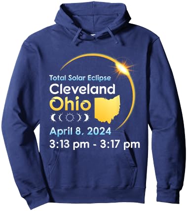 Totality Solar Eclipse In Cleveland Ohio On April 08 2024 Hoodie - Hoodie | Navy