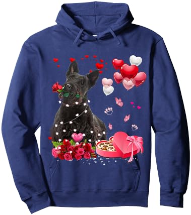 Funny Scottish Terrier Rose Heart Happy Valentine Day Dog Hoodie - Hoodie | Navy