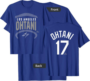 Shohei Ohtani Los Angeles Name & Number (Front & Back) MLBPA T-Shirt - T-Shirt | Royal