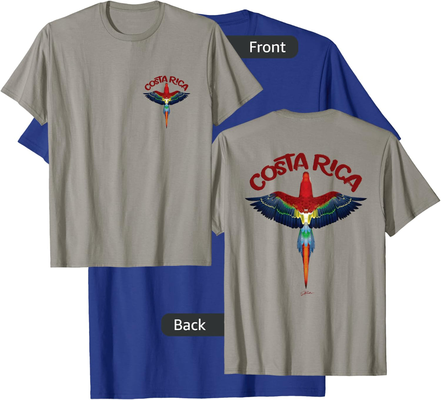 JCombs: Costa Rica Scarlet Macaw (Two-Sided) T-Shirt - T-Shirt | Royal