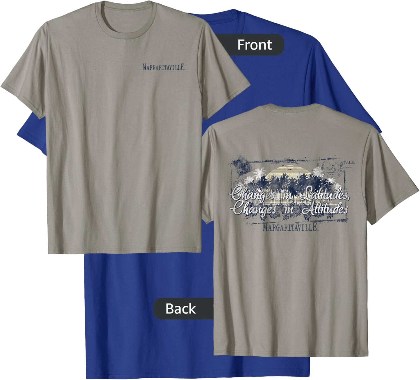 Margaritaville Changes in Latitudes, Changes in Attitudes Heather Grey Women's Classic Fit Cotton/Polyester Blend T-Shirt - T-Shirt | Royal