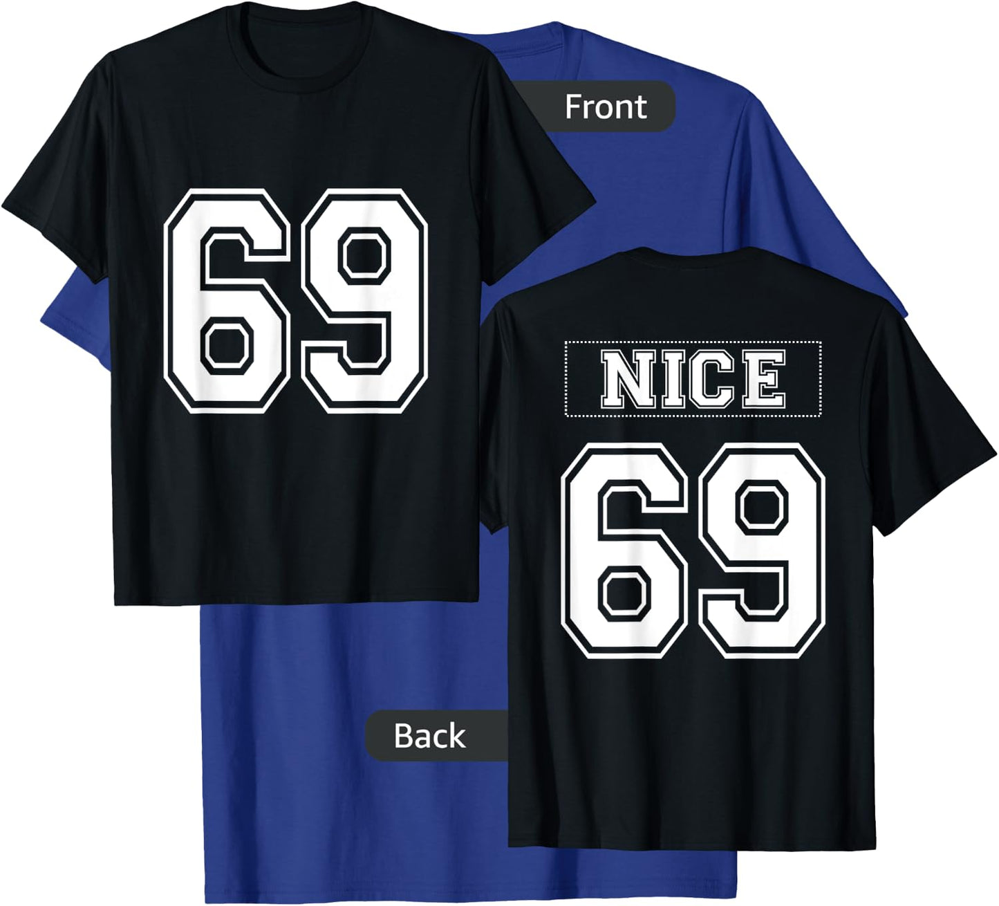69 Nice - Mock Football Sports Jersey - White Text T-Shirt - T-Shirt | Royal