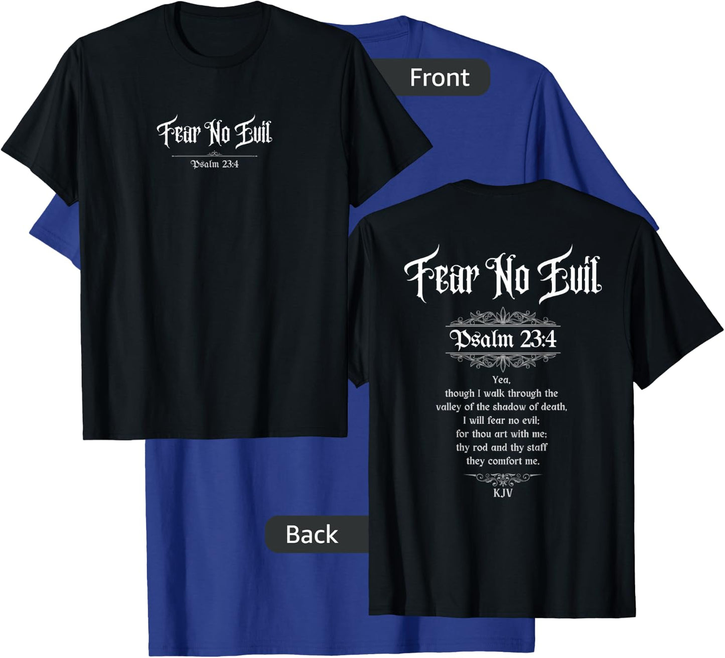 Jedidiah Sousa Fear No Evil Psalm 23:4 Women's Black Cotton T-Shirt - T-Shirt | Royal