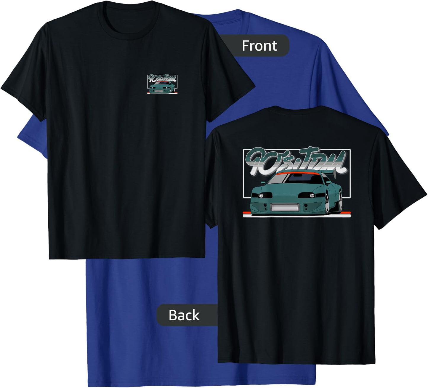 90s JDM TY MK4 GT Teal Car 2-Side Graphic T-Shirt - T-Shirt | Royal