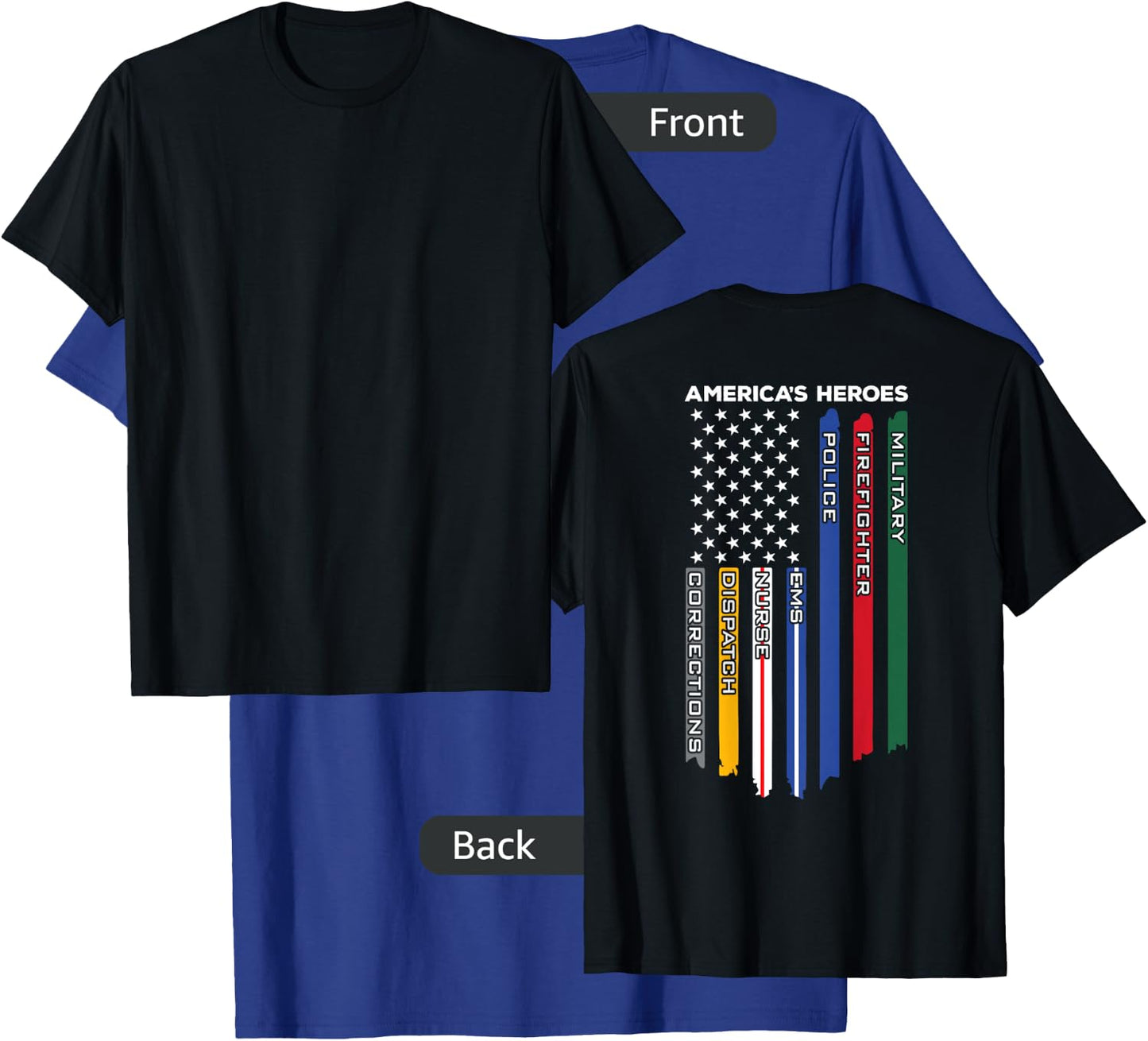 First Responders - Police Military Firefighter Nurse - Back Small T-Shirt - T-Shirt | Royal