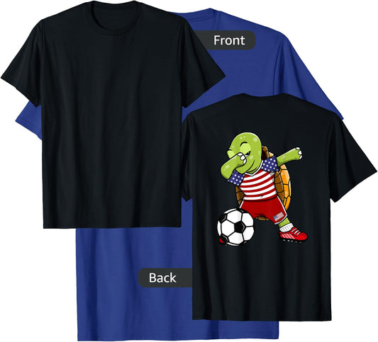 Dabbing Turtle America Soccer Fans US Flag Football Lovers T-Shirt - T-Shirt | Royal