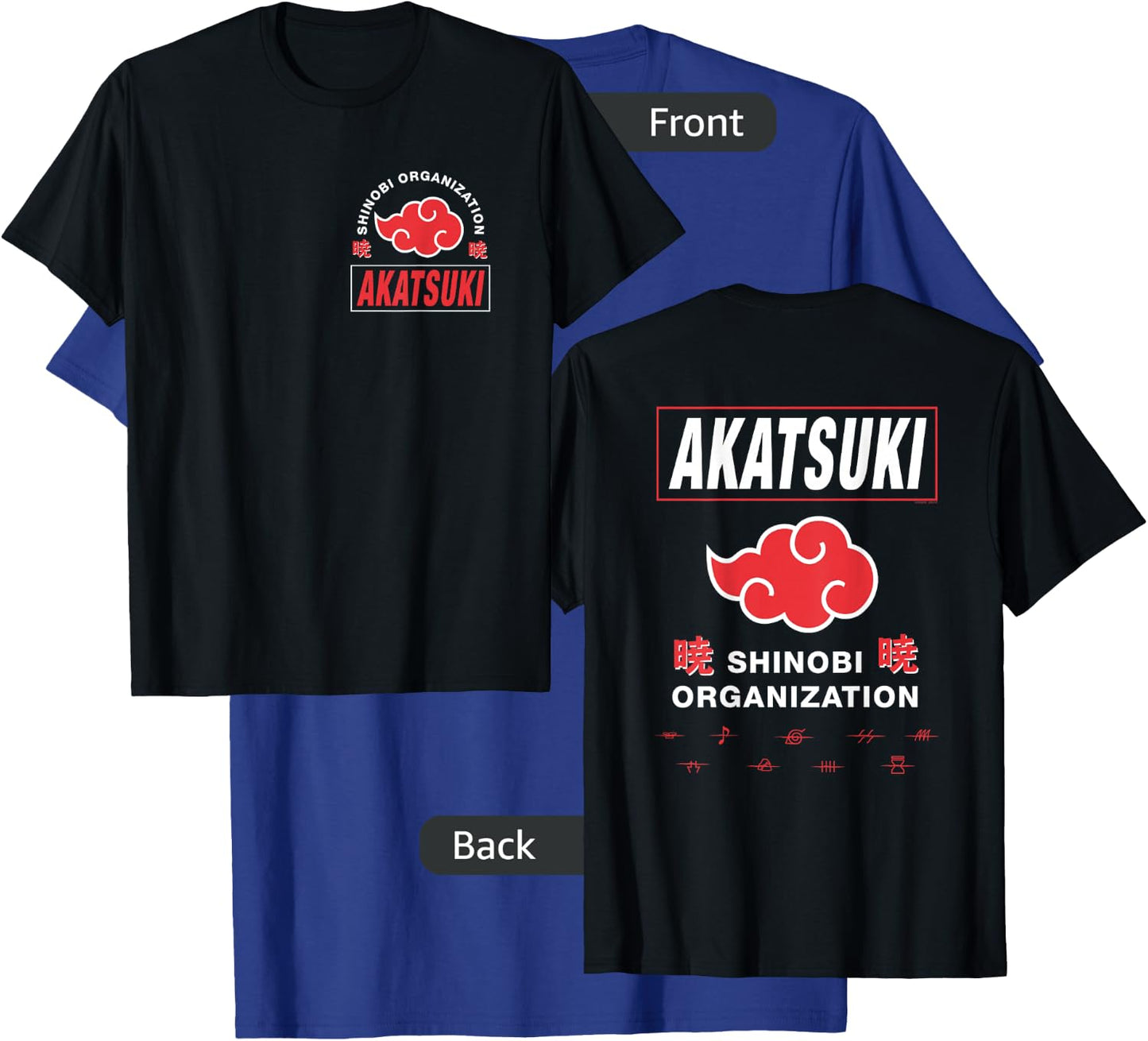 Naruto Shippuden Akatsuki Shinobi Org Front Back Anime T-Shirt - T-Shirt | Royal