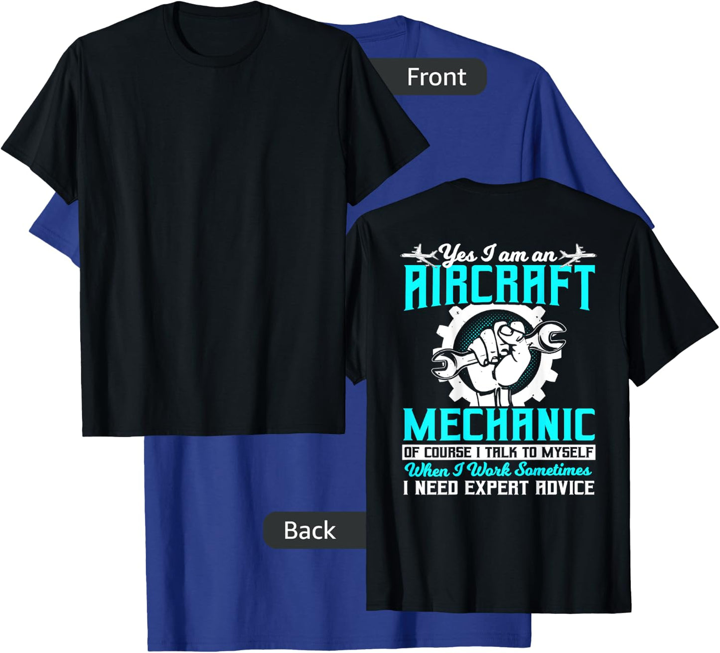 Airplane Mechanic Gift Design On Back Of Clothing T-Shirt - T-Shirt | Royal
