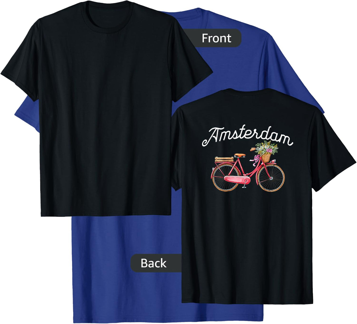 Vintage Women's Bike Amsterdam Floral Design T-Shirt - T-Shirt | Royal