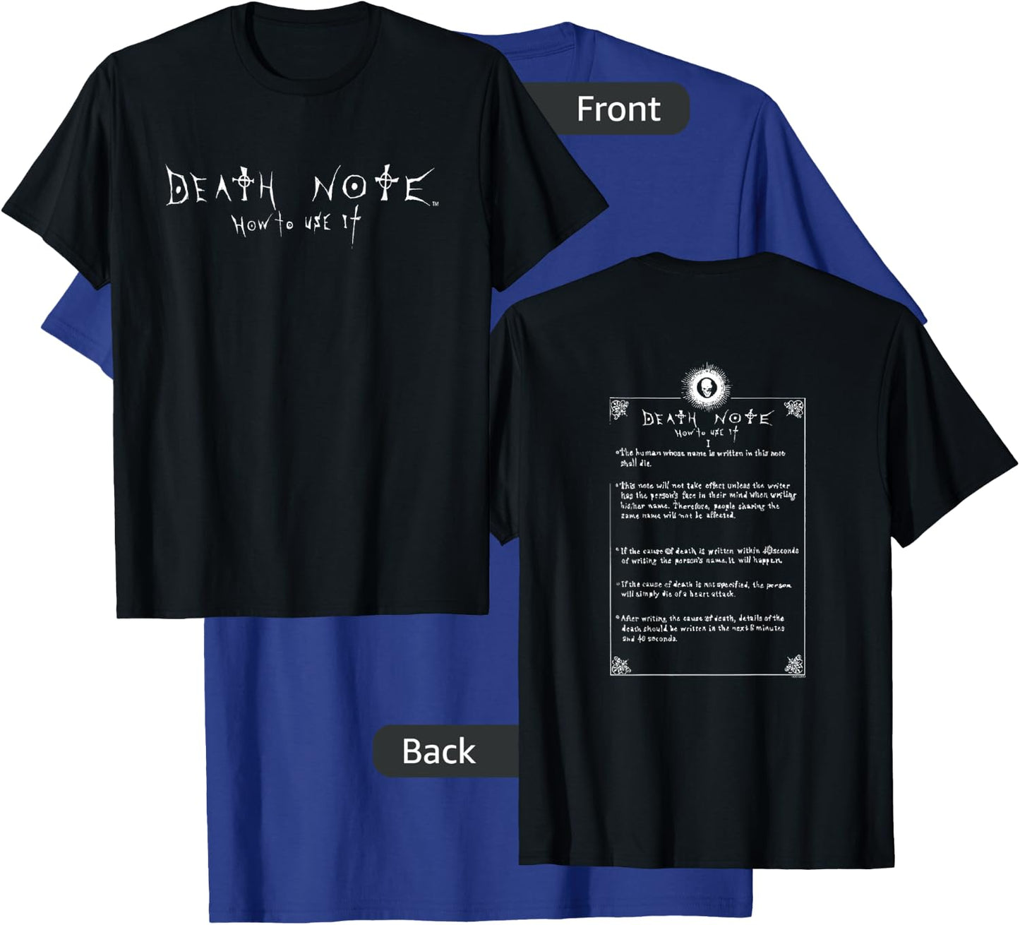 Death Note How to Use It Front and Back Anime T-Shirt - T-Shirt | Royal