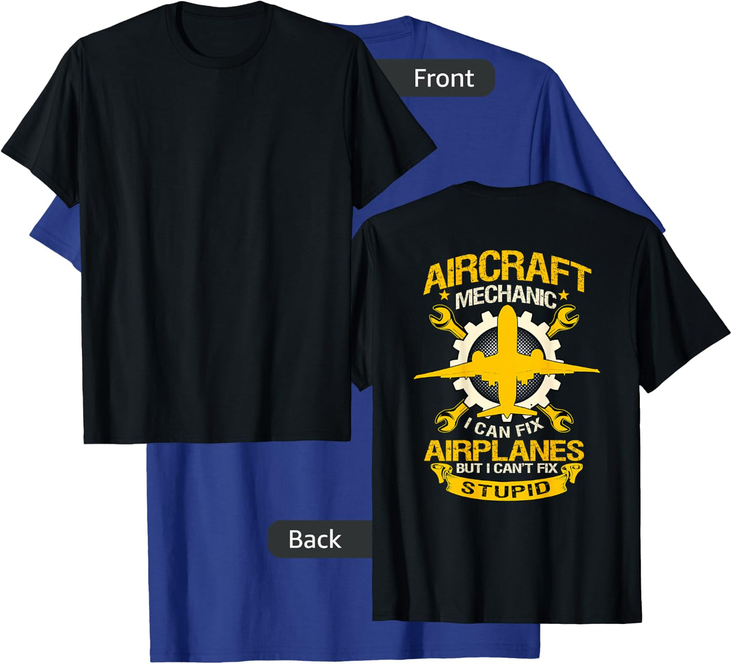 Airplane Mechanic Gift Design On Back Of Clothing T-Shirt - T-Shirt | Royal