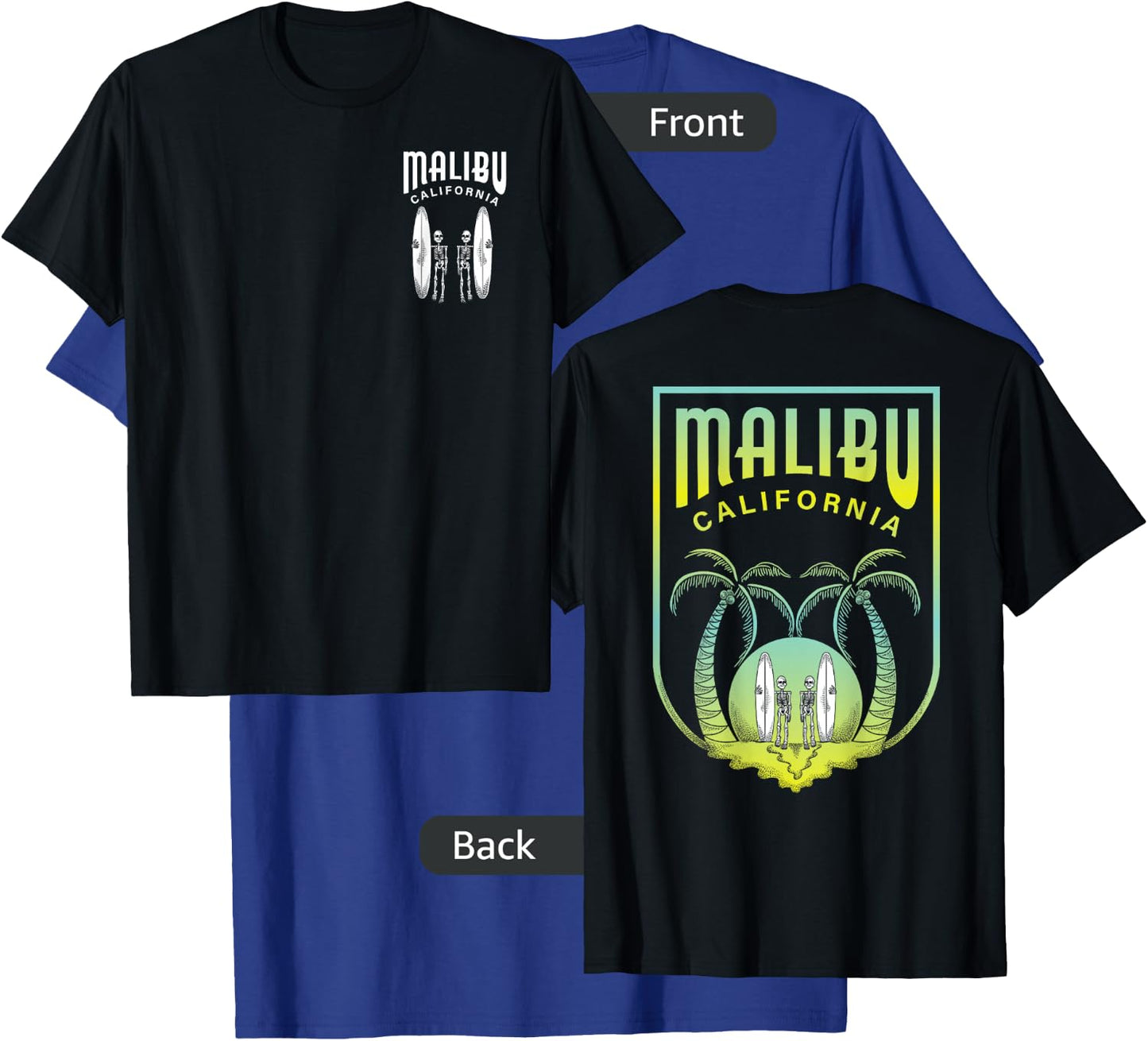 Malibu Beach California Surfing Art - Skeleton Surfers Women Kids T-Shirt - T-Shirt | Royal