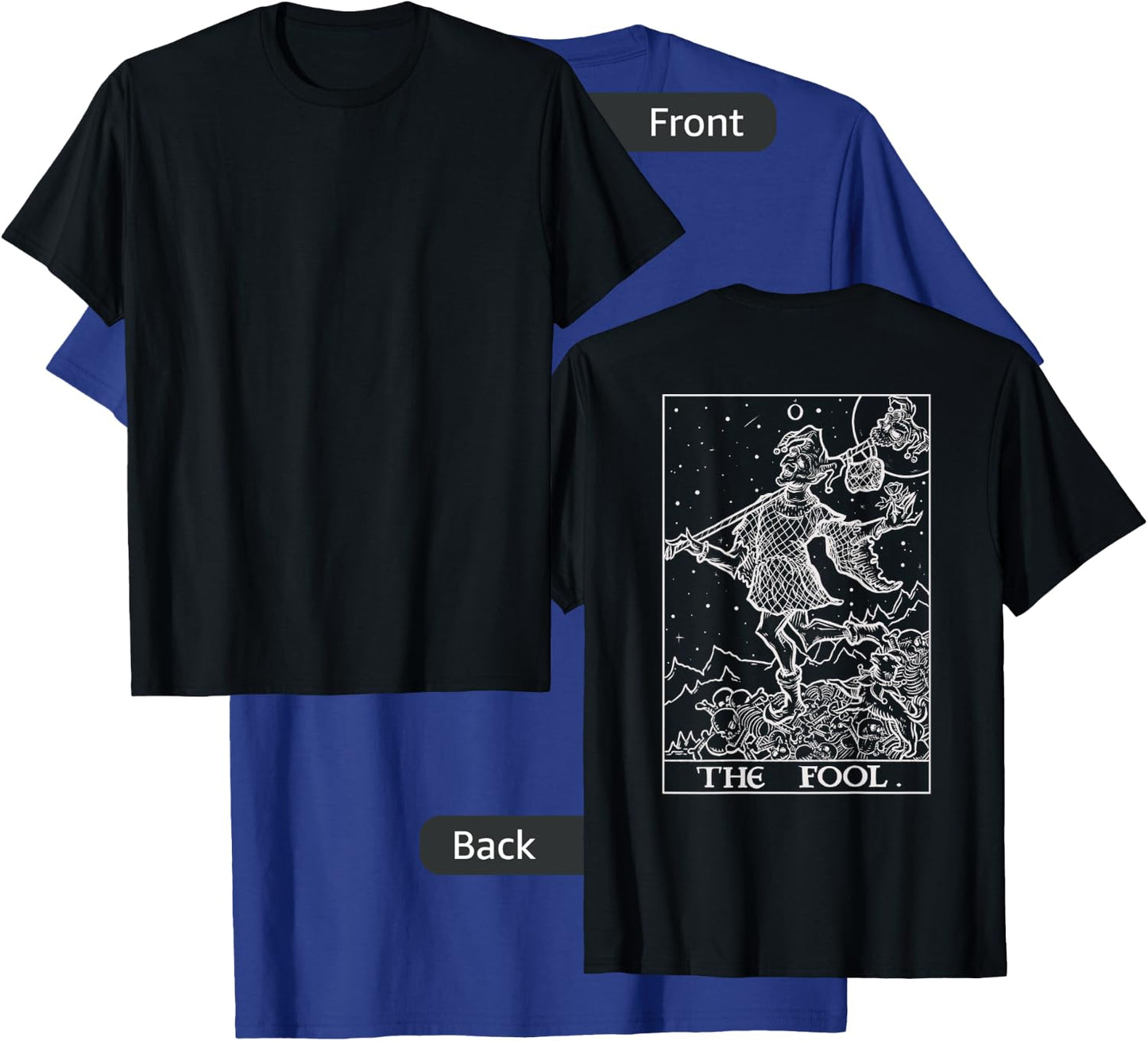 The Fool Tarot Card Halloween Gothic Clothing Back Print T-Shirt - T-Shirt | Royal