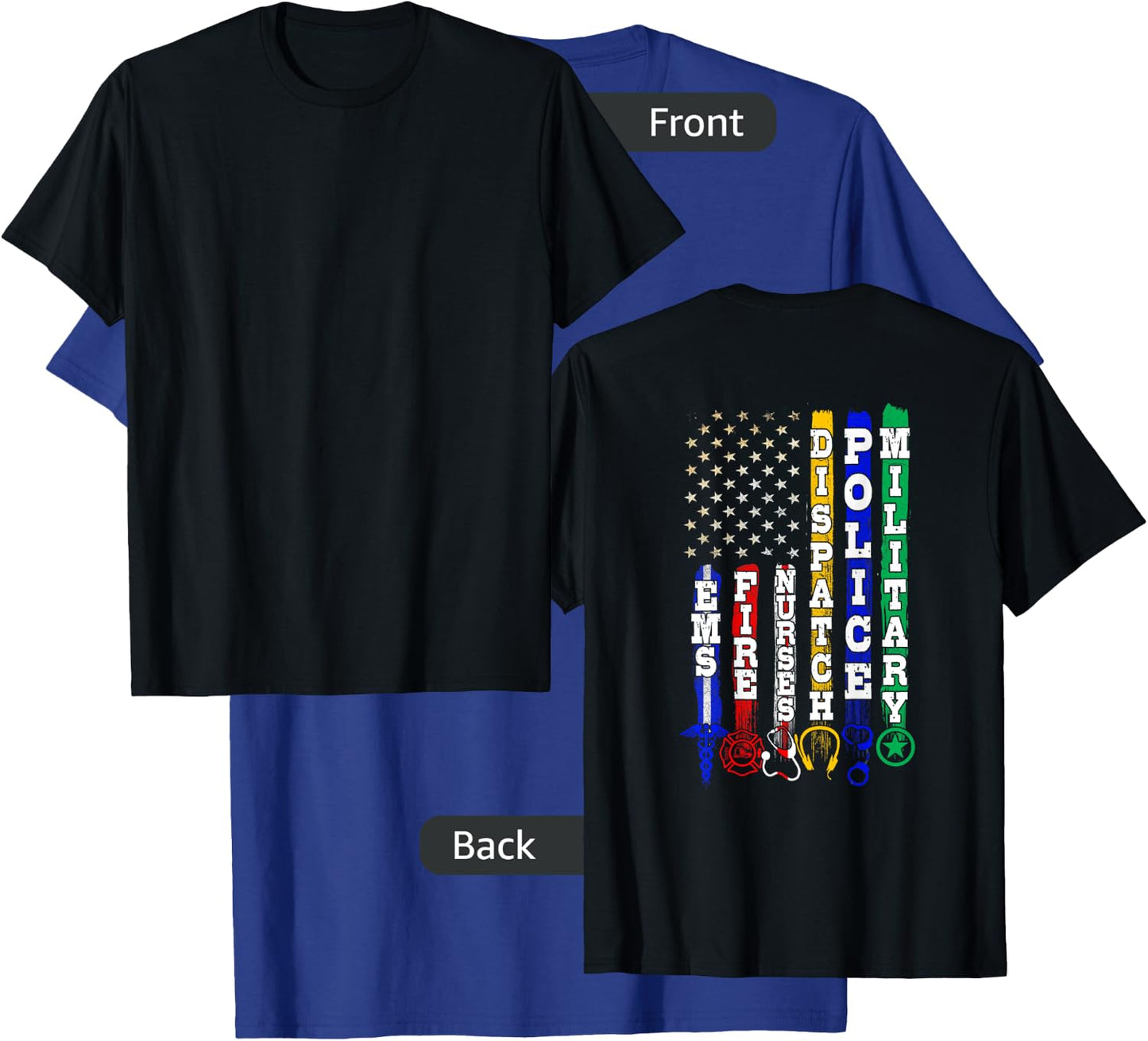 First Responders Design On Back Of Clothing T-Shirt - T-Shirt | Royal