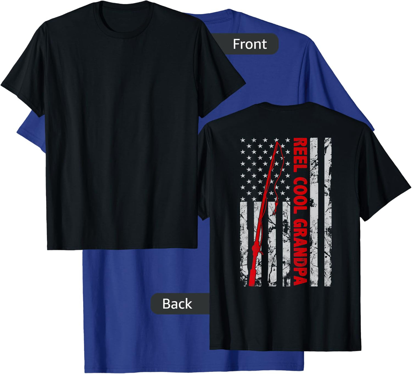 Reel cool Grandpa Fishing American Flag Gift Fisherman T-Shirt - T-Shirt | Royal