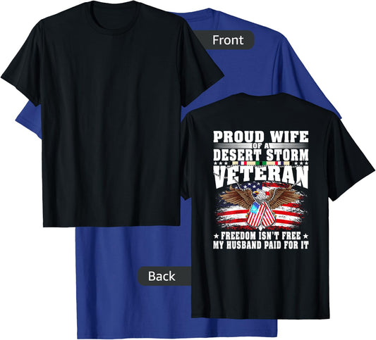 Proud Wife Of Desert Storm Veteran - Military Vet's Spouse T-Shirt - T-Shirt | Royal