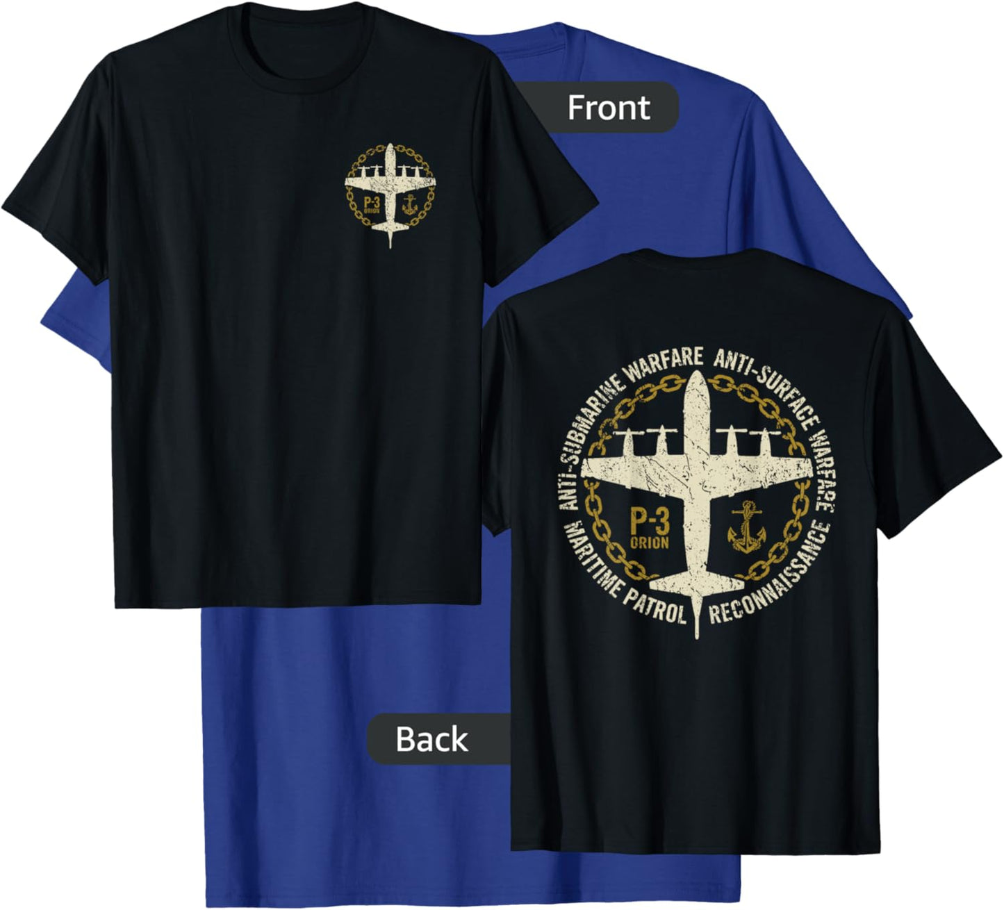 P-3 Orion Anti-Submarine Warfare Patrol Military Aircraft T-Shirt - T-Shirt | Royal