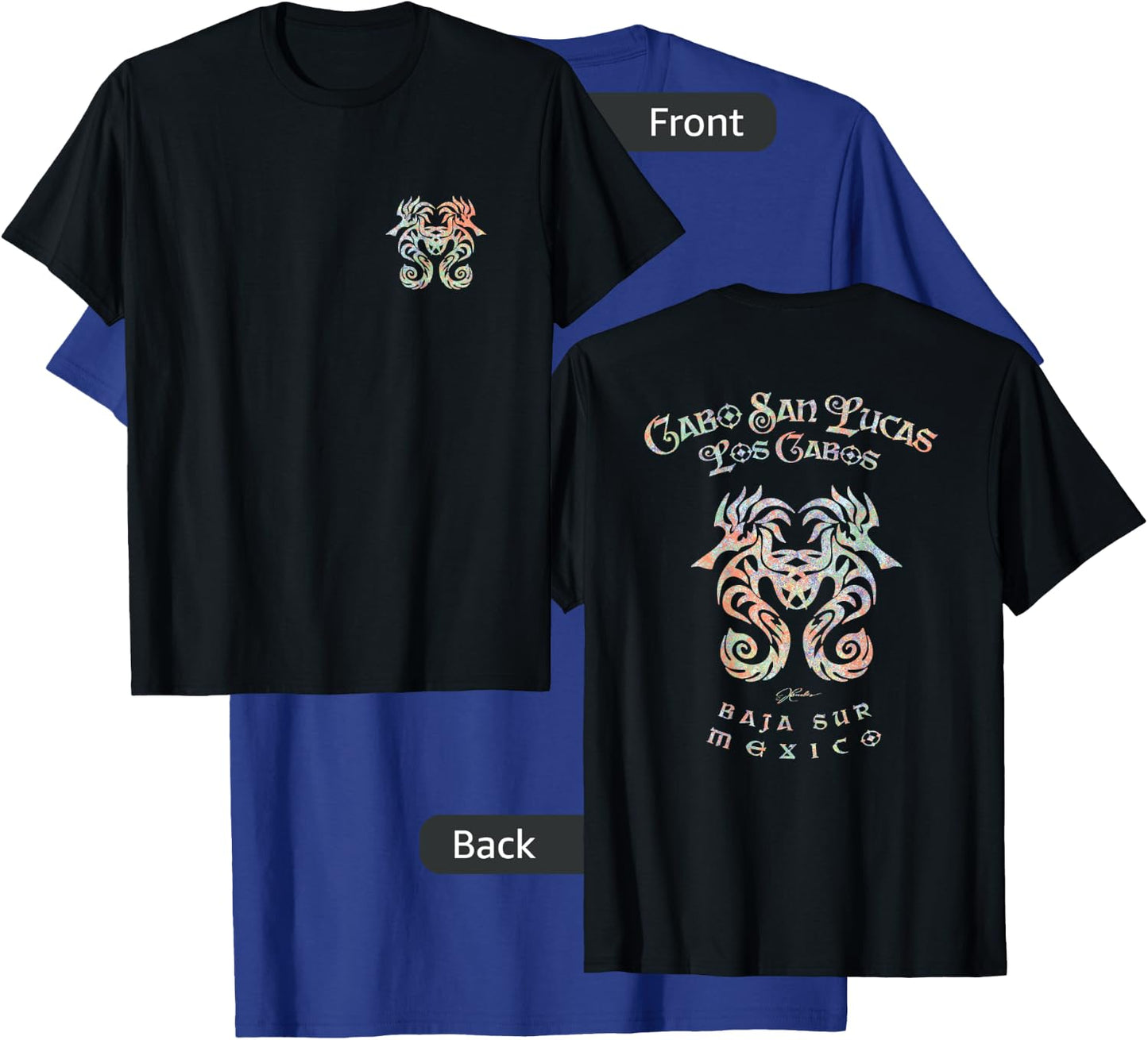 JCombs: Cabo San Lucas, MX, Seahorses (Art on both sides) T-Shirt - T-Shirt | Royal