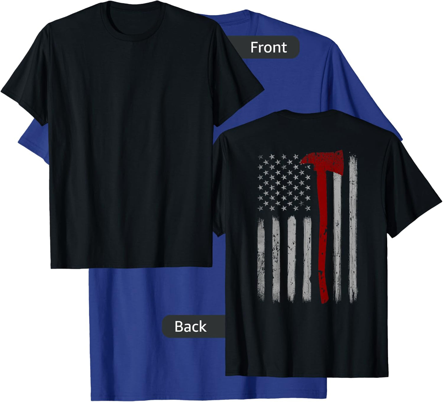 Patriotic Firefighter USA Flag Axe American Flag Fireman T-Shirt - T-Shirt | Royal