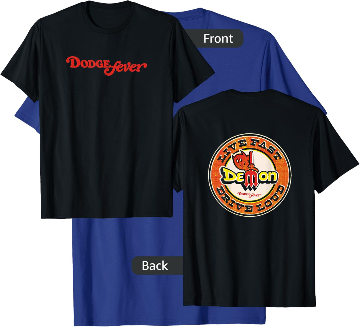 Dodge Fever Demon - Black, Adult, Short Sleeve, , Letter Print, Modern Vintage Style T-Shirt - T-Shirt | Royal