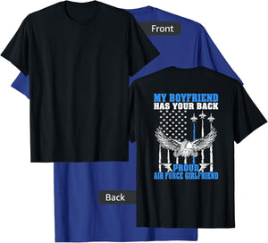 My Boyfriend Has Your Back Proud Air Force Girlfriend Gift T-Shirt - T-Shirt | Royal